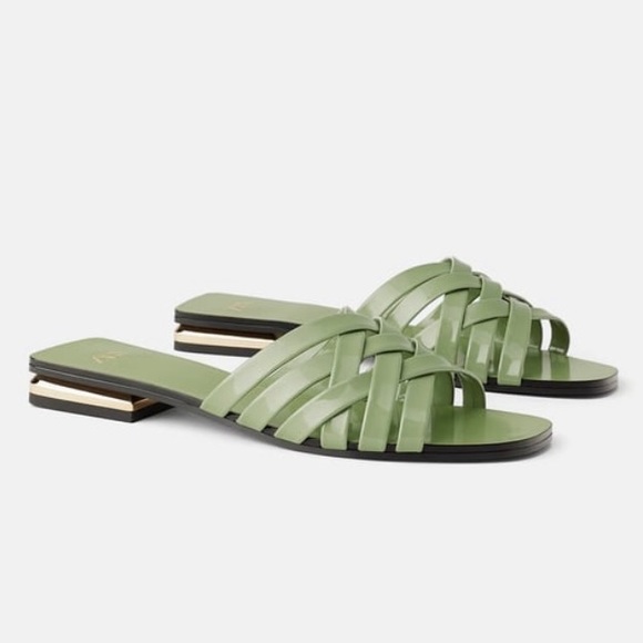 Zara Shoes - Zara woven glossy flat slide sandal EU39 US9